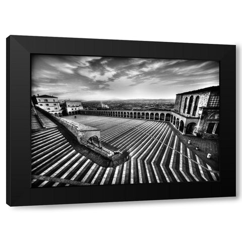 Sacred Lines Black Modern Wood Framed Art Print with Double Matting by Pellegrini, Fulvio
