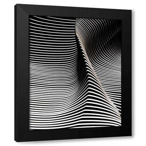 Wave 2 Black Modern Wood Framed Art Print with Double Matting by Behnamnasri