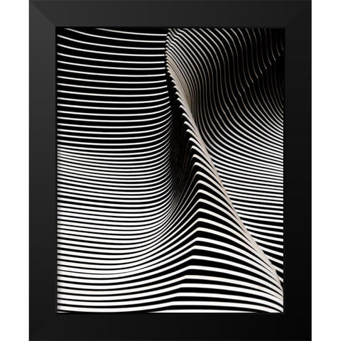 Wave 2 Black Modern Wood Framed Art Print by Behnamnasri