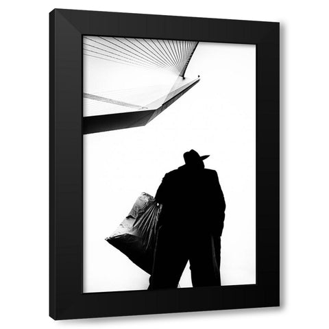 Strings Black Modern Wood Framed Art Print by Shepelev, Yuri