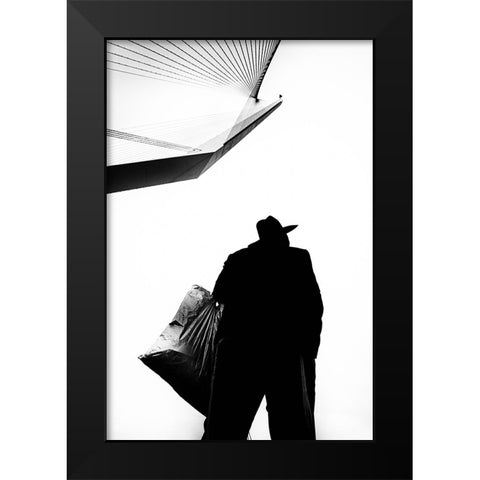 Strings Black Modern Wood Framed Art Print by Shepelev, Yuri