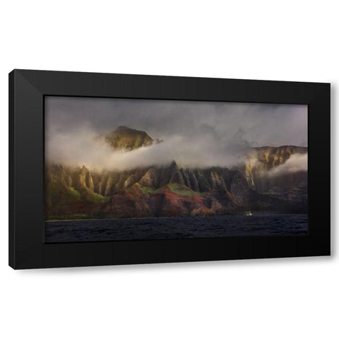 Ancient Cliff Black Modern Wood Framed Art Print by Wangqian, Jerry