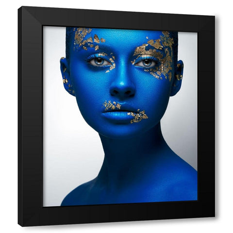 Blue Gold Black Modern Wood Framed Art Print by Malikov, Alex