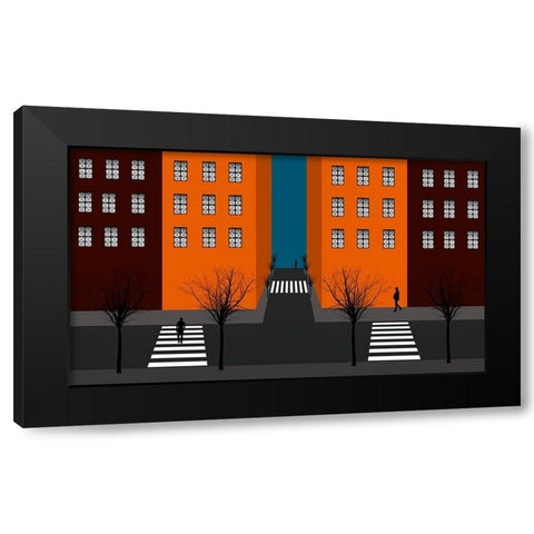 City In My World Black Modern Wood Framed Art Print by Schuster, Inge