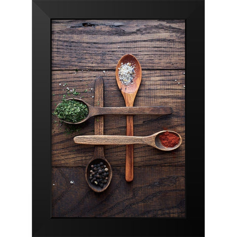 Spices Black Modern Wood Framed Art Print by Karina, Aleksandrova