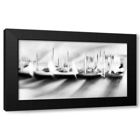 Dancing Gondolas Black Modern Wood Framed Art Print with Double Matting by aRRO