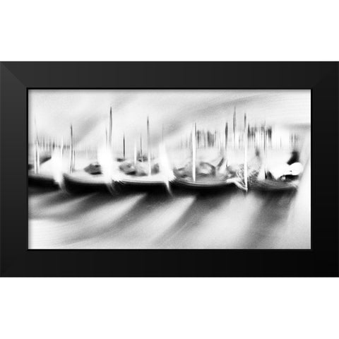 Dancing Gondolas Black Modern Wood Framed Art Print by aRRO