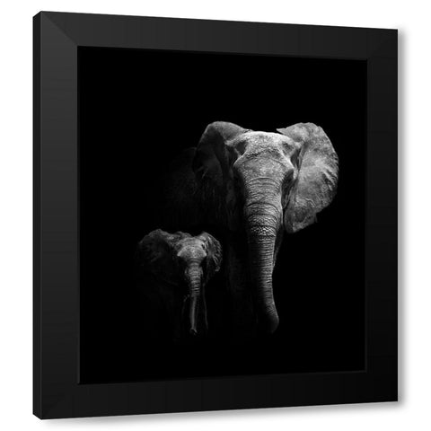 Mother And Child Black Modern Wood Framed Art Print by Wildphotoart