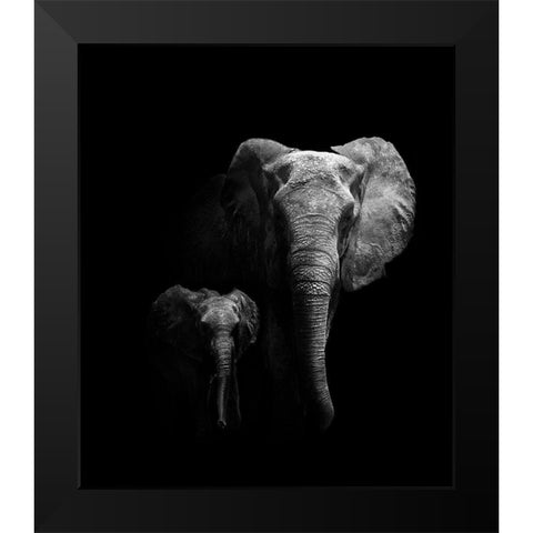 Mother And Child Black Modern Wood Framed Art Print by Wildphotoart