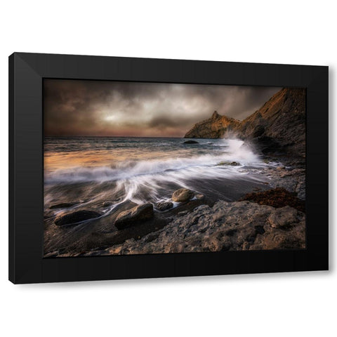 Storm At Kapchik Cape Black Modern Wood Framed Art Print with Double Matting by Volkov, Kirill