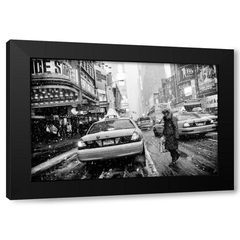 New York In Blizzard Black Modern Wood Framed Art Print with Double Matting by Froyda, Martin