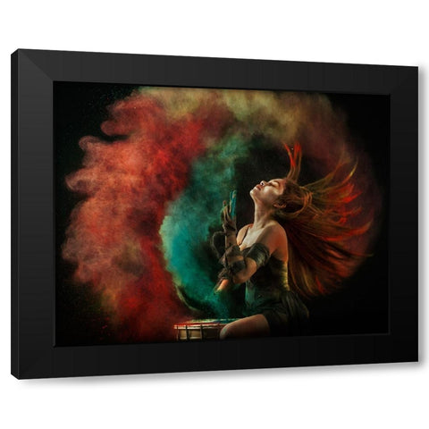 Fire Dance Black Modern Wood Framed Art Print with Double Matting by Kisworo, Sebastian