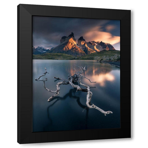 Torres Del Paine Black Modern Wood Framed Art Print with Double Matting by Nienartowicz, Karol