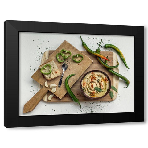 Hummus Black Modern Wood Framed Art Print with Double Matting by Lazarov, Dimitar