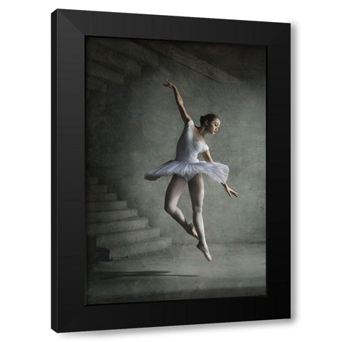 Dinka 1 Black Modern Wood Framed Art Print by Kisworo, Sebastian