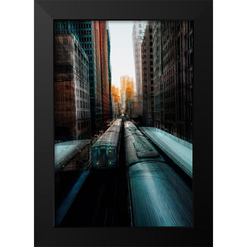 Chicagos Station Black Modern Wood Framed Art Print by Chiriaco, Carmine