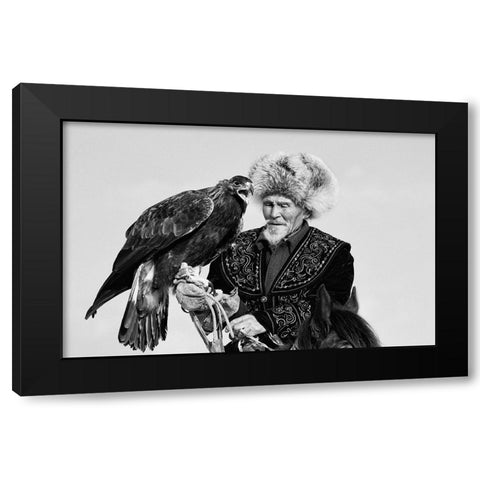Eagle And Old Man Black Modern Wood Framed Art Print by Shen, Shirley