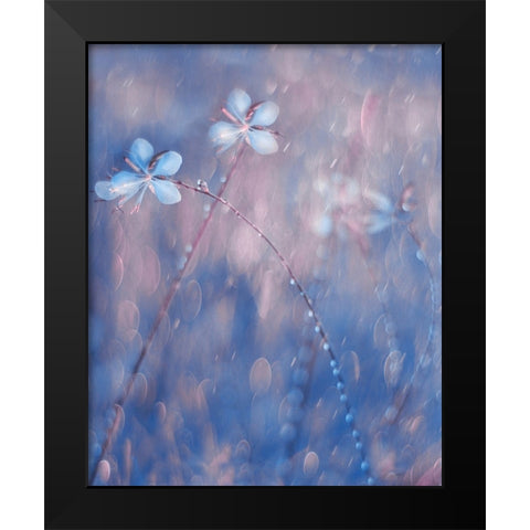 The Flower Duet Black Modern Wood Framed Art Print by Devos, Delphine