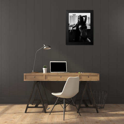 Summer In The City - Petra Black Modern Wood Framed Art Print by Krystynek MQEP, Martin