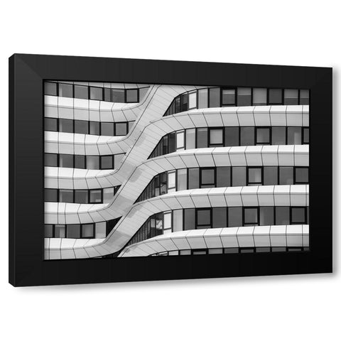 Wavy Facade Black Modern Wood Framed Art Print with Double Matting by Van Son, Greetje