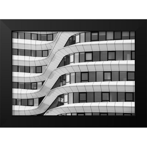 Wavy Facade Black Modern Wood Framed Art Print by Van Son, Greetje