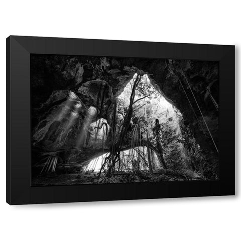 Middle Caicos Cave In Bw Black Modern Wood Framed Art Print by Anderson, Matt