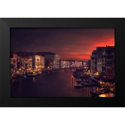 Gran Canal Black Modern Wood Framed Art Print by Garcia, Jose