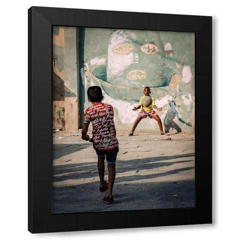 Futbol Black Modern Wood Framed Art Print by Bauer, Andreas