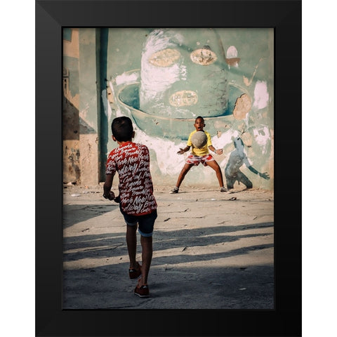 Futbol Black Modern Wood Framed Art Print by Bauer, Andreas