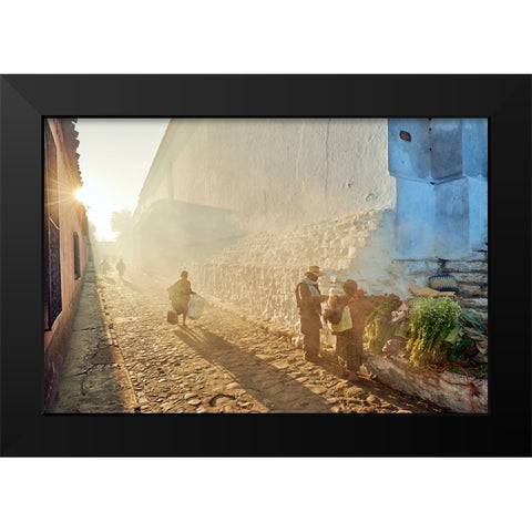 Morning In City Chichicastenango, Guatemala Black Modern Wood Framed Art Print by Froyda, Martin
