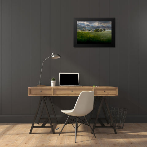 In The Morning Pink Black Modern Wood Framed Art Print by Malovrh, Milan