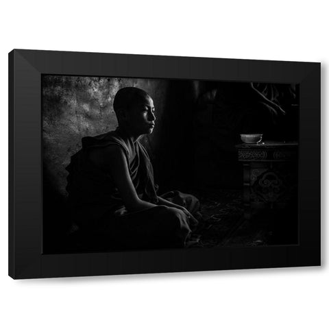Novice In The Dark Black Modern Wood Framed Art Print by Tagliarino, Marco