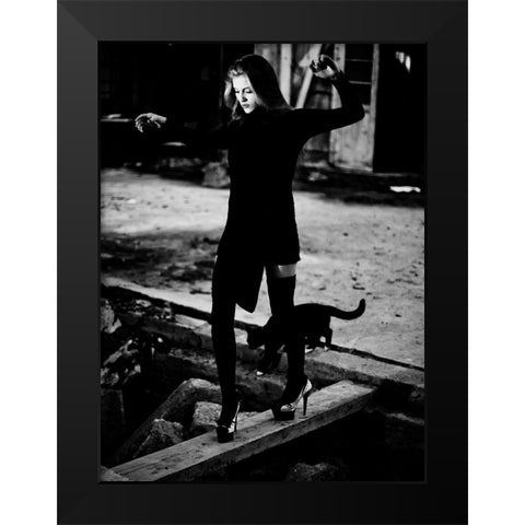Catwalk Black Modern Wood Framed Art Print by Camlilar, Erkan