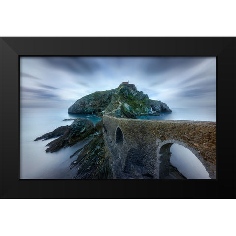 Games Of Thrones - Dragonstone Island -San Juan De Gaztelugatxe Black Modern Wood Framed Art Print by M. Garcia, Jesus