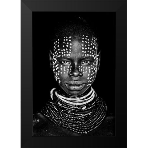 Karo Woman Black Modern Wood Framed Art Print by Vidak, Vedran