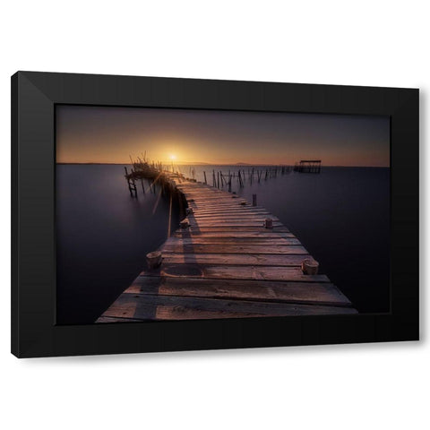 The Dock Black Modern Wood Framed Art Print by Ferrero, Ivan