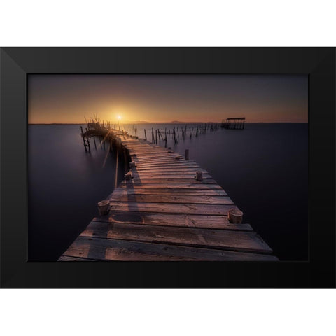 The Dock Black Modern Wood Framed Art Print by Ferrero, Ivan