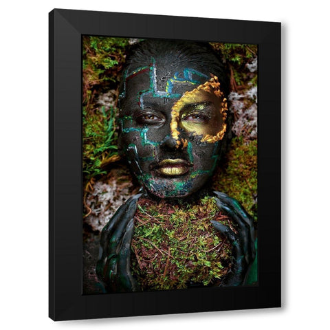 Labyrinth Black Modern Wood Framed Art Print with Double Matting by Kovalev, Ivan