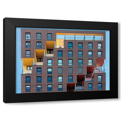 Yellow-Red In Wall Black Modern Wood Framed Art Print with Double Matting by Luycx, Theo