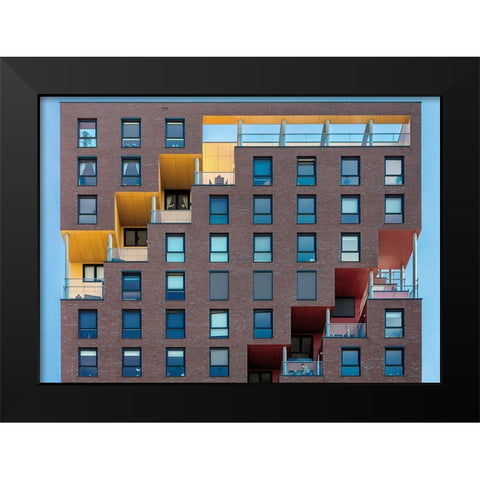 Yellow-Red In Wall Black Modern Wood Framed Art Print by Luycx, Theo