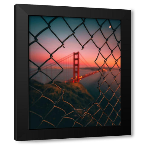 Golden Gate Caged Black Modern Wood Framed Art Print with Double Matting by George, David