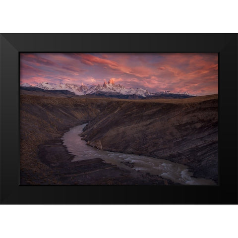 Where The River Flows Black Modern Wood Framed Art Print by Svoboda MQEP, Peter