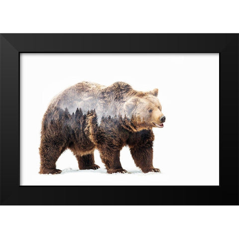 Bear Black Modern Wood Framed Art Print by Beata, Angyalosi