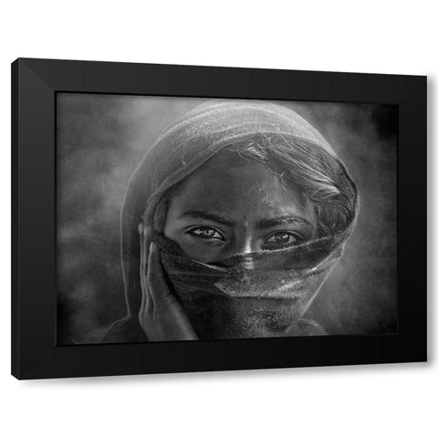 Tribal Girl Black Modern Wood Framed Art Print by Yosifov, Svetlin