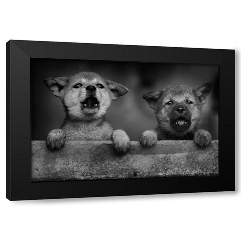 Aa Black Modern Wood Framed Art Print by Mp, Hendy