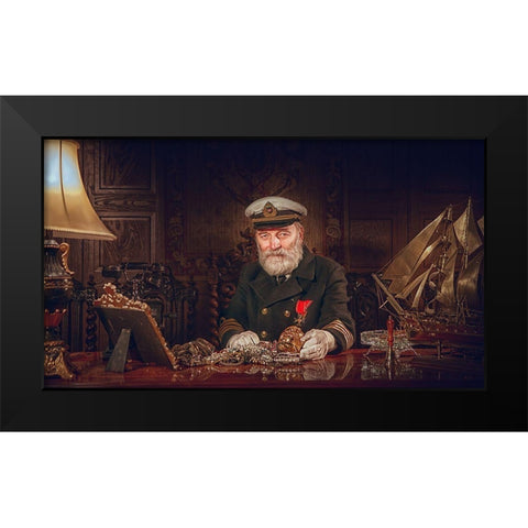 Capitan Of Qtitanicq Black Modern Wood Framed Art Print by Rekhov, Sergej