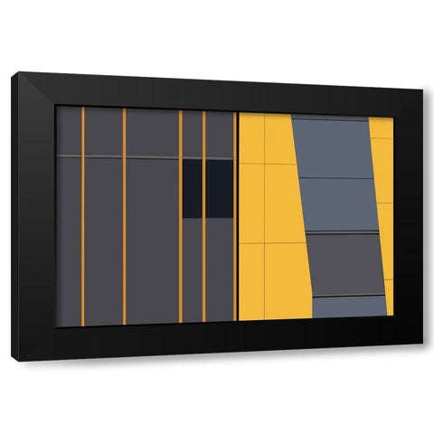 Yellow In Abstract Black Modern Wood Framed Art Print with Double Matting by Niezen, Jan