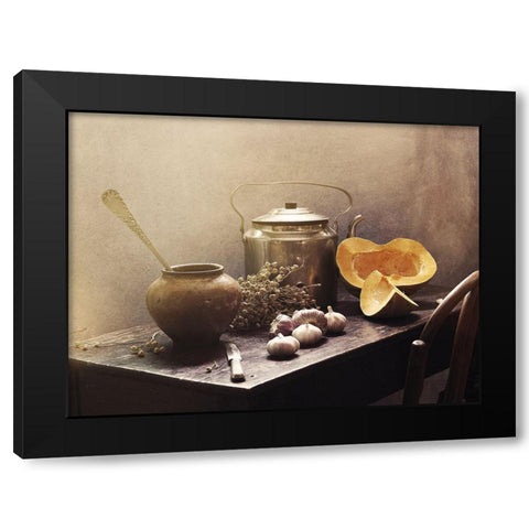 Still Life With Pumpkins#15C Black Modern Wood Framed Art Print with Double Matting by Ustinagreen