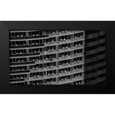 Theater Curtain. Arriba El Telon Black Modern Wood Framed Art Print by Estrada