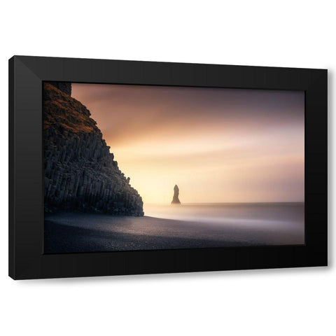 Sunrise In Reynisfjara Black Modern Wood Framed Art Print with Double Matting by Ruiz Dueso, Jorge